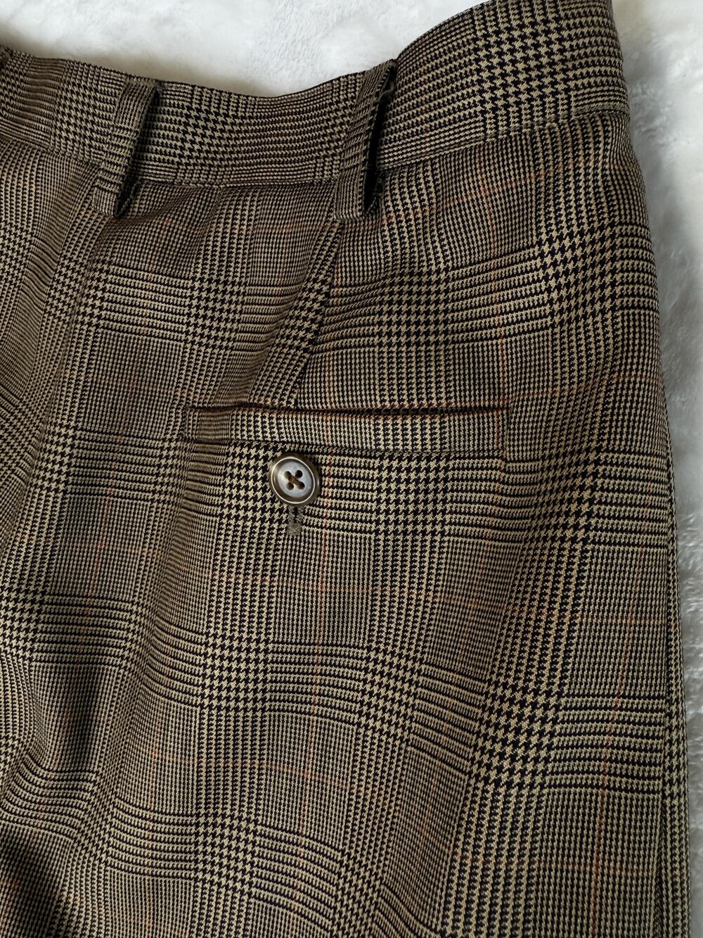 Lauren Ralph Lauren Pants Womens 4 Brown Plaid Wool Cuffed Tapered Altered - Picture 15 of 16